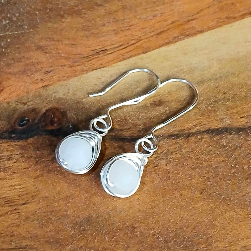 Rose Quartz Crystal Beaded Dangle Earrings, Silver Gemstone Pastel Boho Artisan